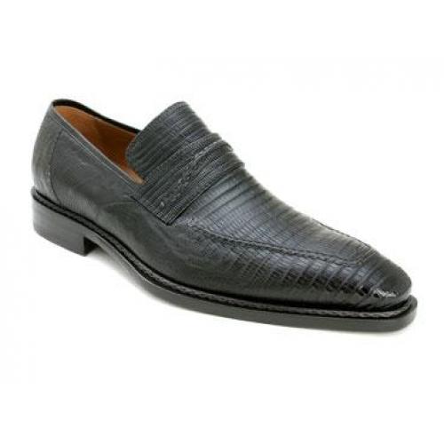 Mezlan Platinum "Corsa" Graphite Grey Genuine All-Over Lizard Loafer Shoes
